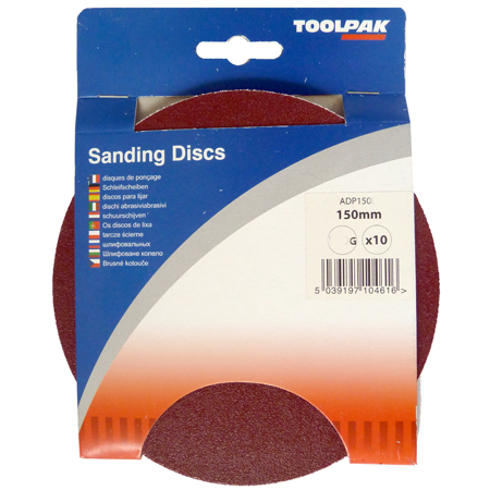Sanding Disc 150mm 240 Grit Pack of 10 Toolpak 